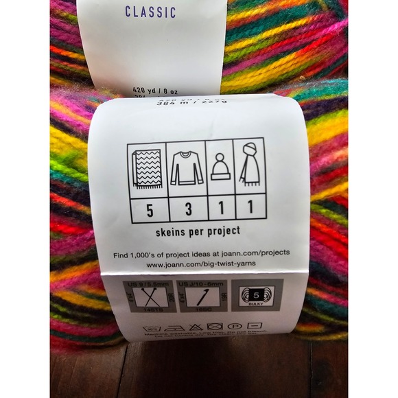 Big Twist Classic Acrylic Yarn Funbrights Bulky Weight 420 Yards 8 oz 2 Skeins - Picture 4 of 7